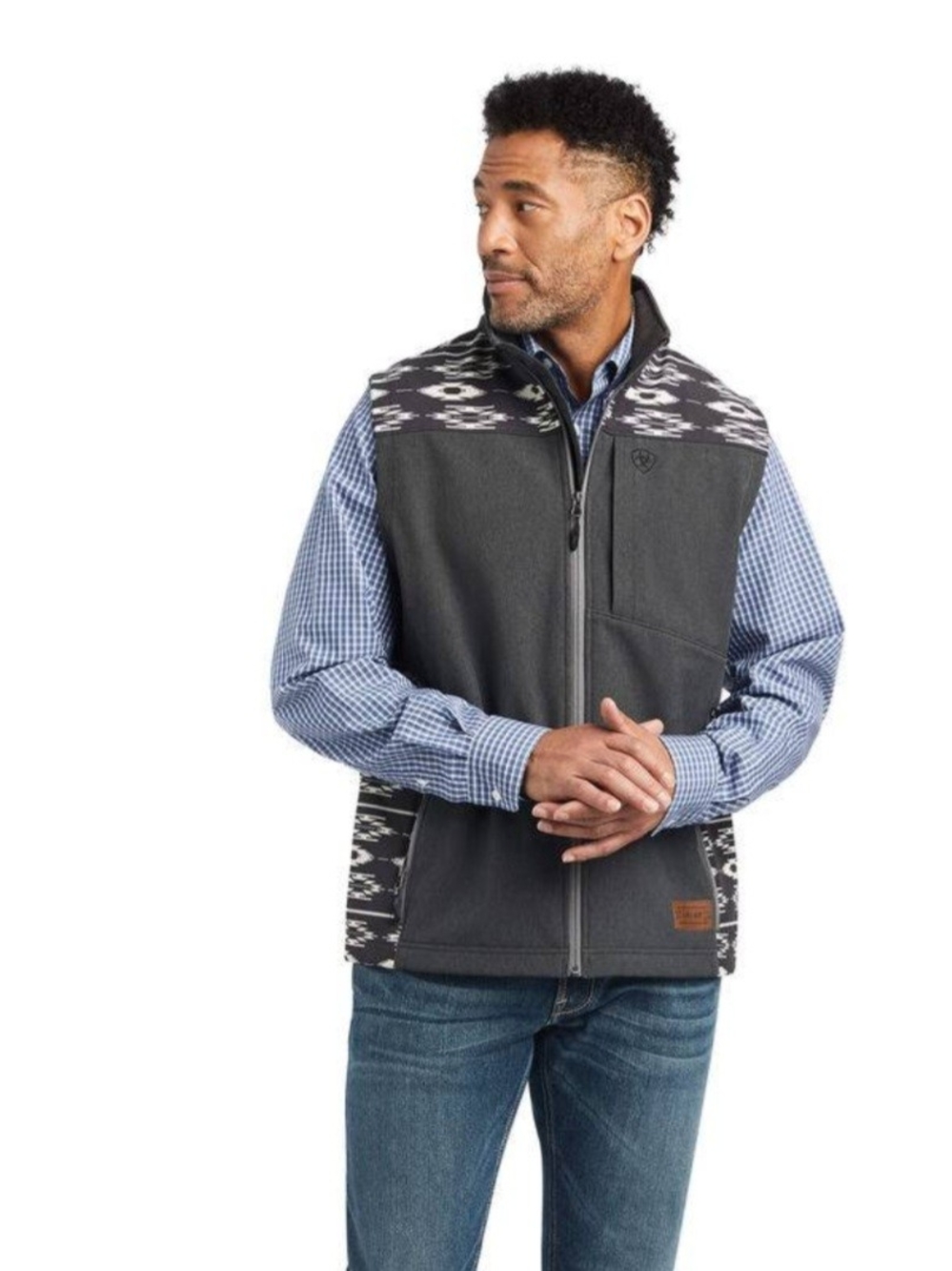 Ariat Men's Charcoal Grey Patterned Softshell Vest
